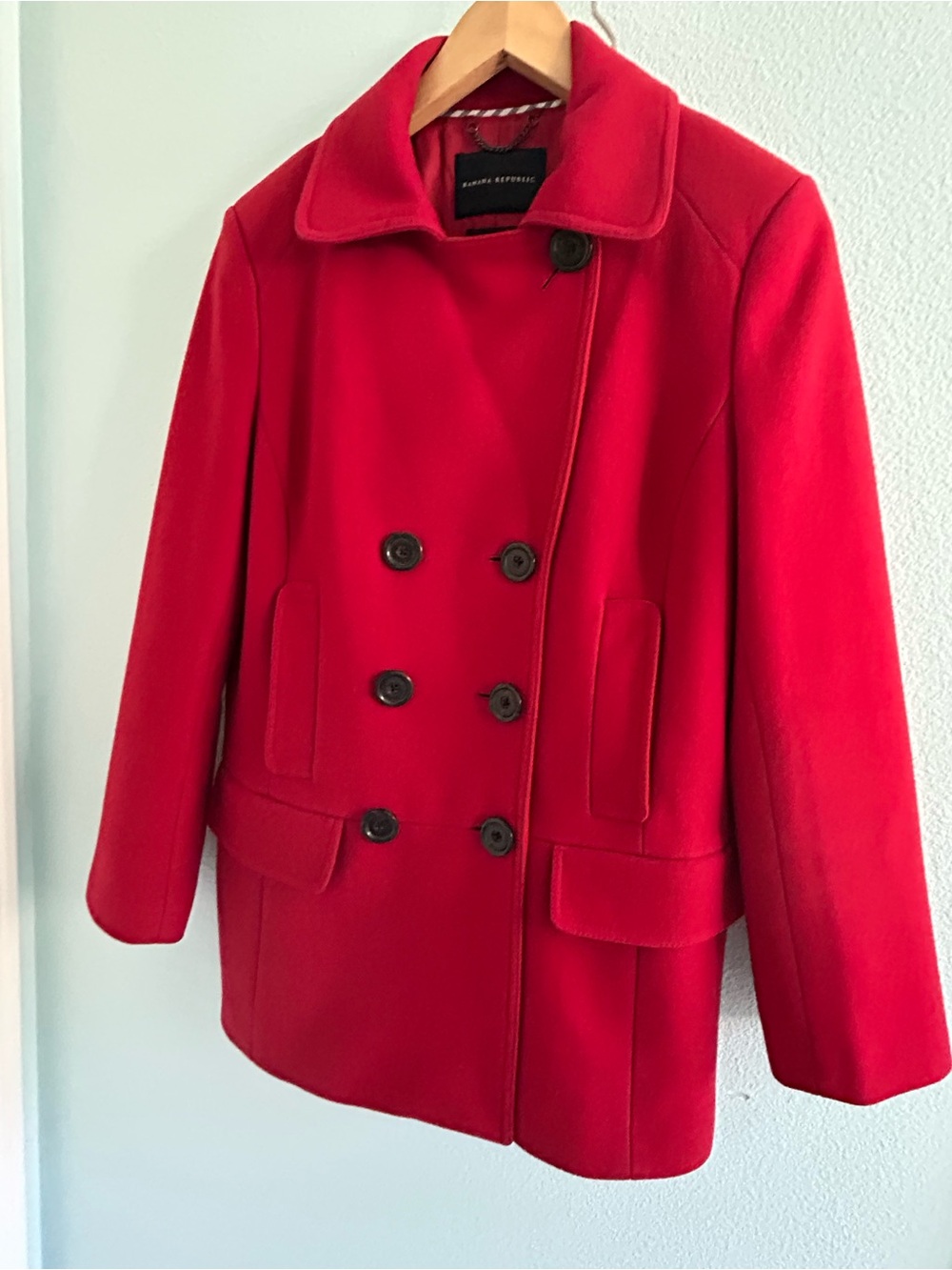 Banana Republic Vibrant Red Double-Breasted Peacoat